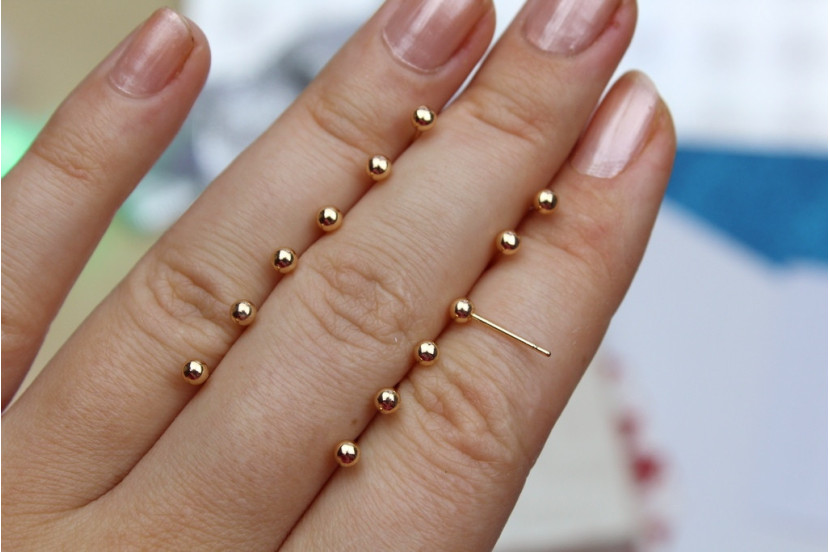 Сережки гвоздики Xuping Jewelry кульки 3 мм золотисті