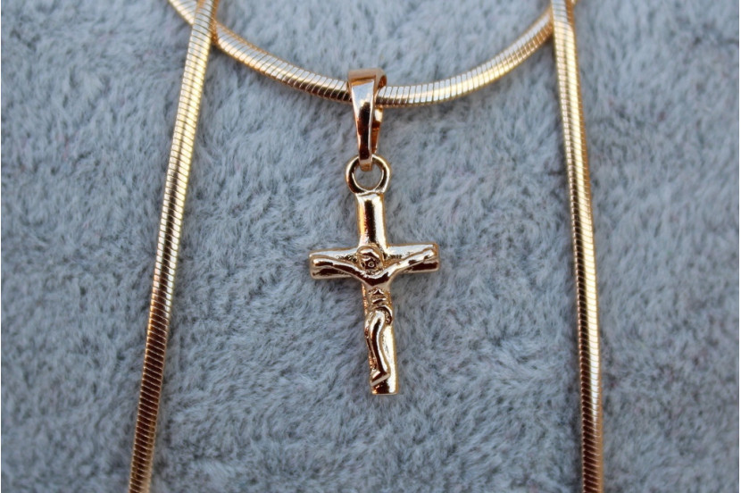 Хрестик Xuping Jewelry гладкий з розп'яттям 1,5 см золотистий