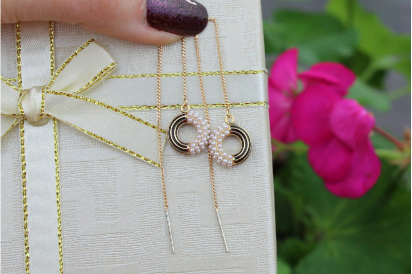 Сережки протяжки Xuping Jewelry бублики 10 см золотисті