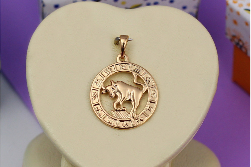 Кулон зодіак Xuping Jewelry тілець 2 см золотистий