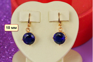 Сережки підвіски Xuping Jewelry з синіми каменями 10 мм.