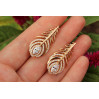 Сережки Xuping Jewelry пір'я з каменем 3,5 см золотисті
