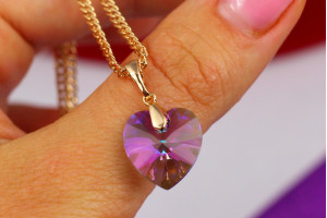 Кулон Xuping Jewelry Сваровські серце хамелеон розовий 1,5 см золотистий