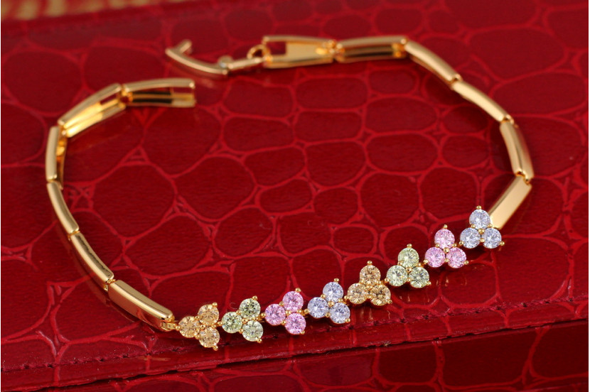 Браслет Xuping Jewelry з різнокольоровими каменями 18 см 6 мм золотистий