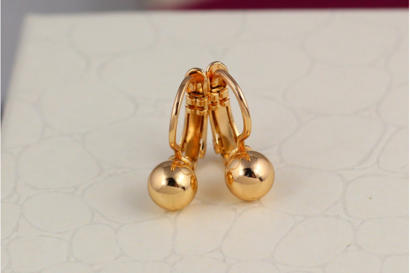Сережки дитячі Xuping Jewelry кульки 5 мм з французькою застібкою довжина 1,5 см золотисті
