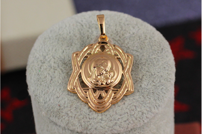 Ладанка Xuping Jewelry кругла Пресвята Богородиця 3 см золотиста