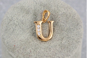 Кулон Xuping Jewelry літера U 1,5 см золотистий