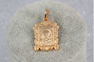 Ладанка Xuping Jewelry прямокутна у стилі іконки Марія схилила голову до немовля 2*1,5 см золотиста