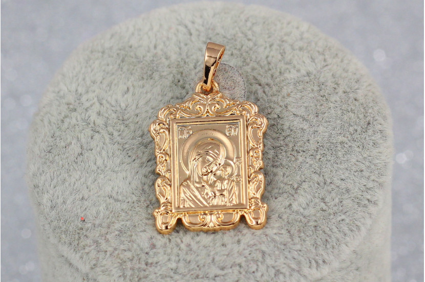 Ладанка Xuping Jewelry прямокутна в стилі іконки Марія схилила голову до немовля 2*1,5 см золотиста