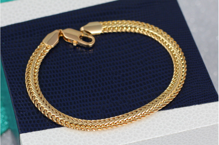 Браслет Xuping Jewelry коса з выпуклю смужкою 20,5 см 6 мм золотистый