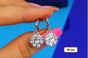 Сережки підвіски Xuping Jewelry камінь 10 мм сережка 2,8 см сріблясті