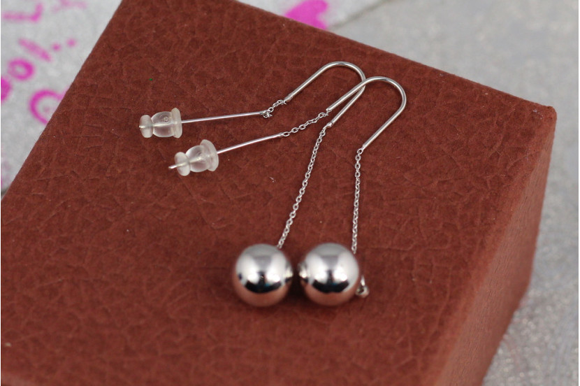 Сережки протяжки Xuping Jewelry 5,5 см з кульками 9 мм сріблясті