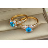 Кільце Xuping Jewelry з блакитним каменем у квадраті з білих каменів р 20 золотисте