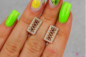 Сережки Xuping Jewelry з грецьким візерунком прямокутні 1,8 см золоті
