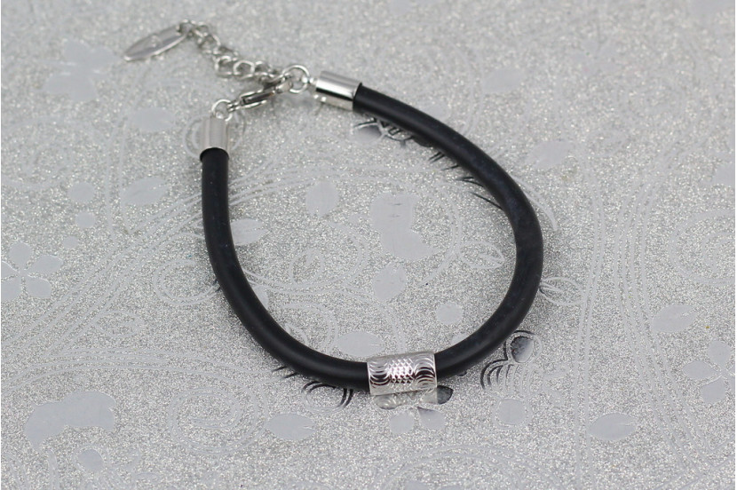 Браслет Xuping Jewelry каучук зі вставкою 17 см домішка ланцюга 3 см 4 мм сріблястий
