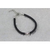 Браслет Xuping Jewelry каучук зі вставкою 17 см домішка ланцюга 3 см 4 мм сріблястий