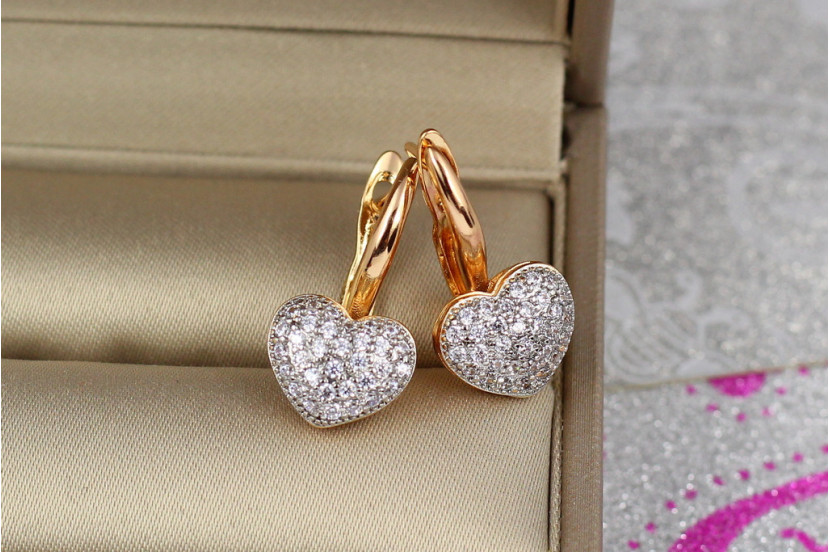 Сережки Xuping Jewelry сердечка з родієм 1.8 см золотисті