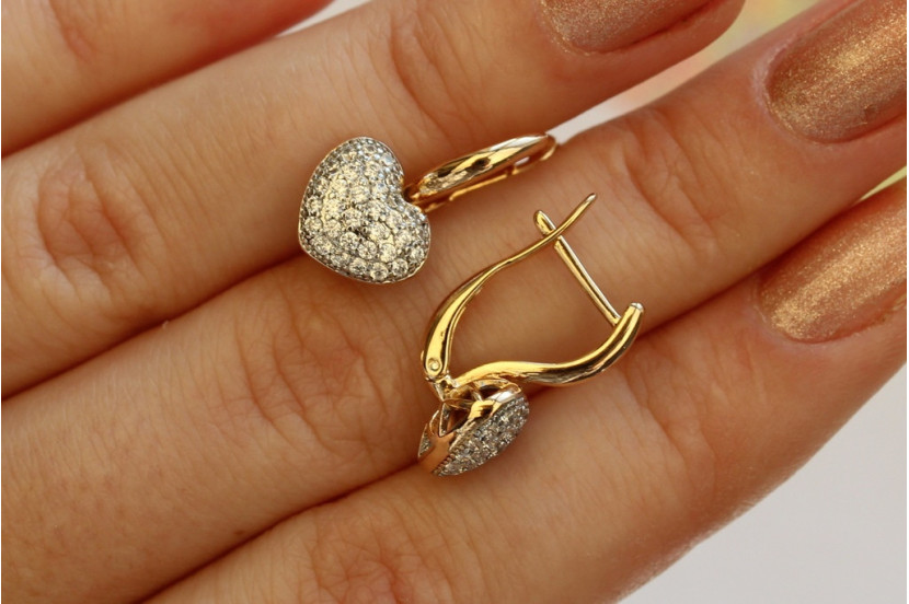 Сережки Xuping Jewelry сердечка з родієм 1.8 см золотисті