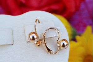Сережки дитячі Xuping Jewelry кульки 5 мм з французькою застібкою 1,5 см золотисті