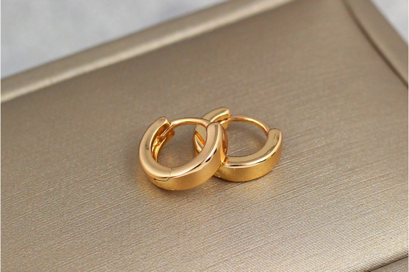 Сережки Xuping Jewelry широкі кільця 8 мм золотисті