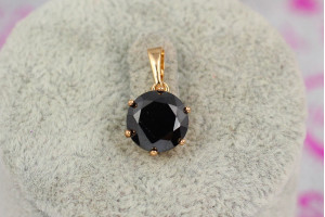 Кулон Xuping Jewelry чорний камінь на шість кріплень 10 мм золотистий