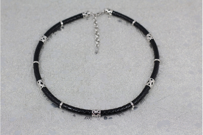 Шнурок Xuping Jewelry кожзам 42 см подовжувач 6 см 5 мм з срібними вставками