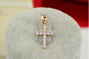 Хрестик Xuping Jewelry з камінням 2 см золотистий