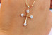 Хрестик Xuping Jewelry тонкий з камінням по краях 2.7 см золотистий
