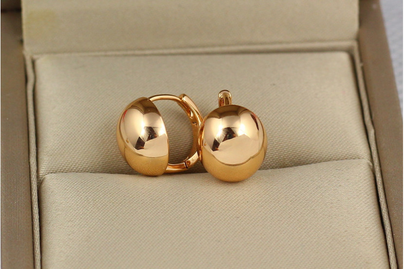 Сережки Xuping Jewelry овальні кульки 12 мм золотисті