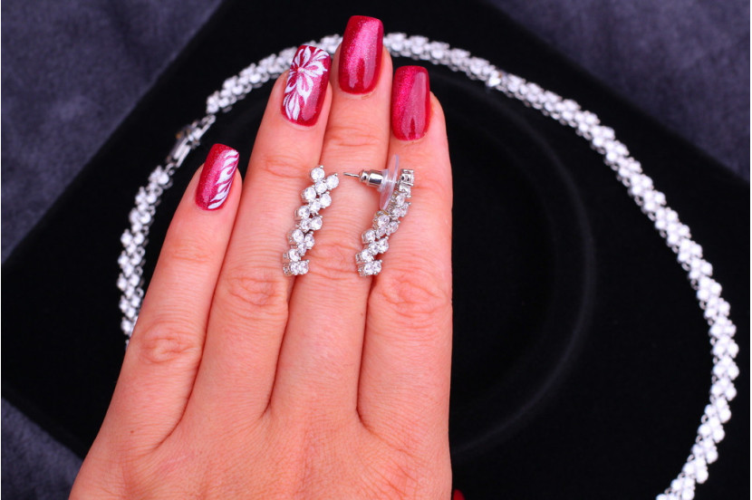 Комплект Кольє і сережки Xuping Jewelry Моніка сріблястий