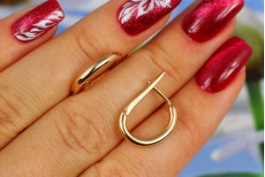 Сережки Xuping Jewelry овальні кільця 1,5 см золоті