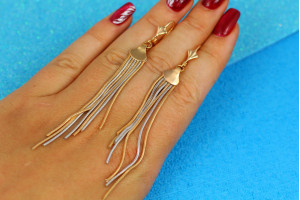 Сережки підвіски Xuping Jewelry комбіновані матові 9 см золотисті