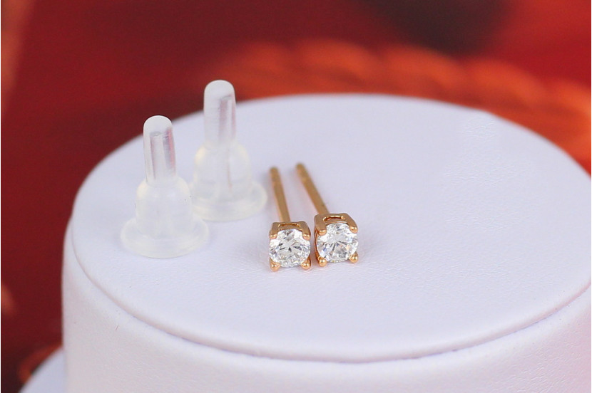 Сережки гвоздики Xuping Jewelry камінчики на чотири кріплення 3 мм золотисті