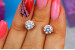 Сережки гвоздики Xuping Jewelry з каменем на чотири кріплення 7 мм золотисті