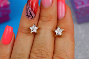 Сережки гвоздики Xuping Jewelry зірочки 8 мм золотисті