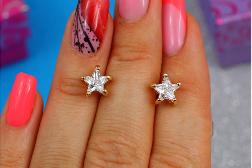 Сережки гвоздики Xuping Jewelry зірочки 8 мм золотисті