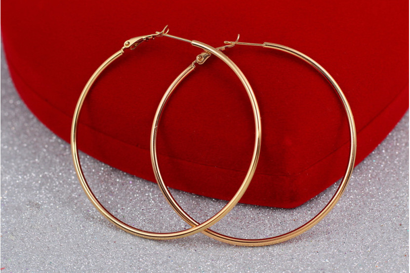 Сережки кільця Xuping Jewelry 6 см гладкі золотисті