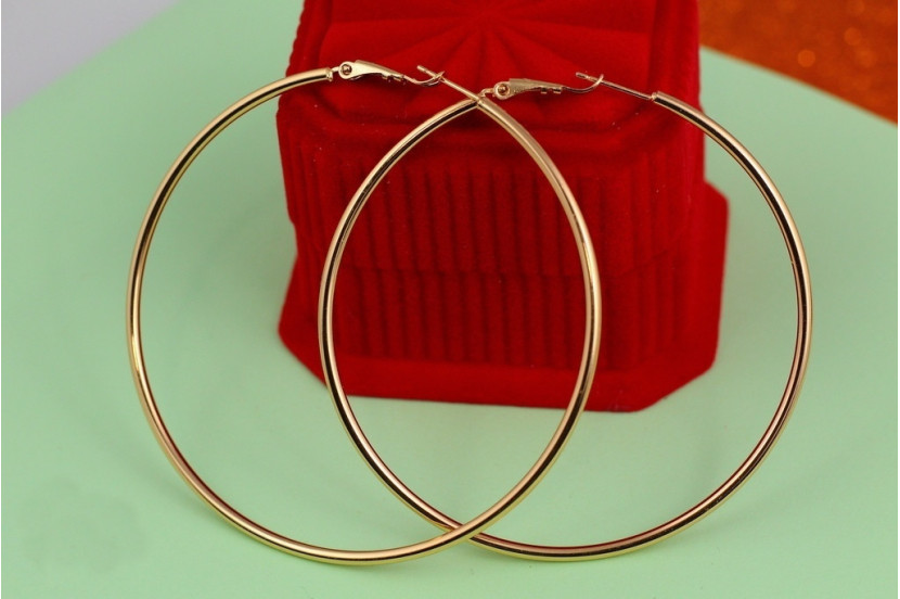 Сережки кільця Хиріпд Jewelry гладкі 8 см золотисті