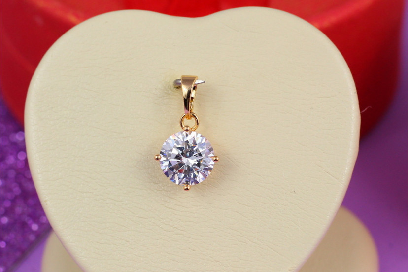 Кулон Xuping Jewelry білий камінь на чотири кріплення 9 мм золотистий