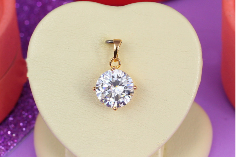 Кулон Xuping Jewelry білий камінь на чотири кріплення 12 мм золотистий