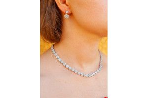 Комплект Кольє та сережки Xuping Jewelry Анабель сріблястий