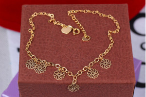 Браслет Xuping Jewelry на ногу з квіточками 23 см 2 мм домішка цепочки 5 см золотистий