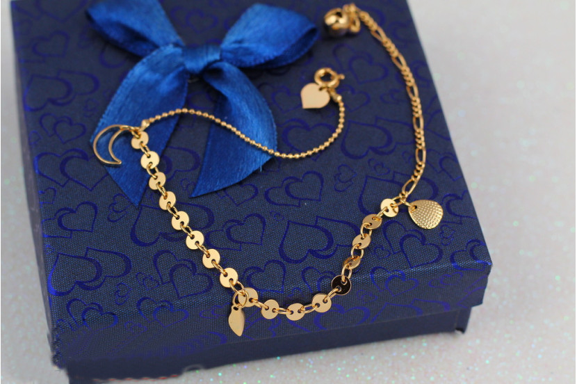 Браслет Xuping Jewelry на ногу черепашка з місяцем 24 см 2 мм золотистий