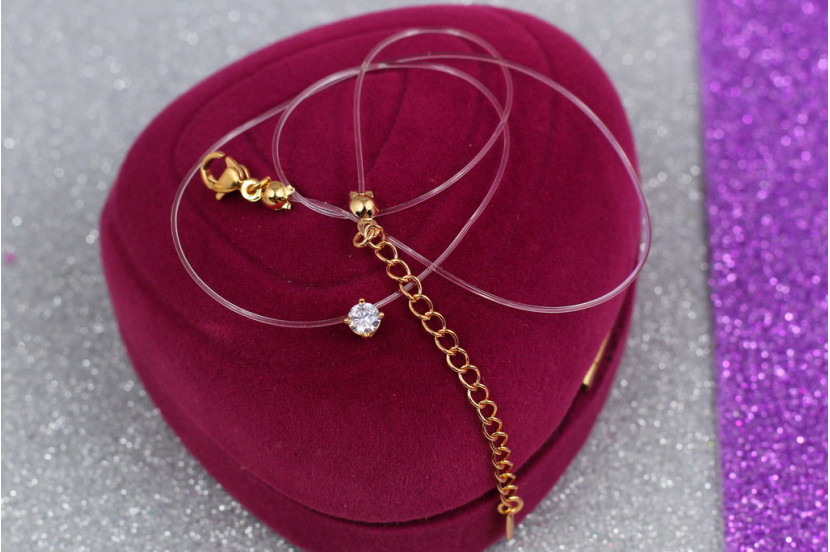 Леска Xuping Jewelry з кулоном 40 см з додатковим ланцюжком 5 см камінь 4 мм золотиста