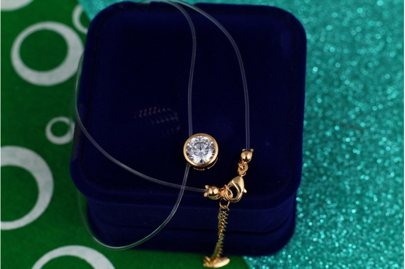 Леска Xuping Jewelry з кулоном в обідку 9 мм 40 см додаток 5 см золотиста