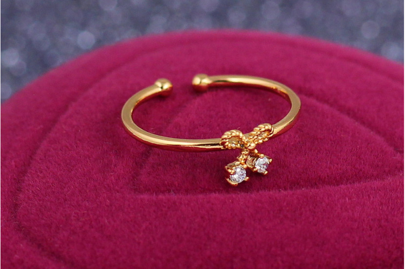 Кільце Xuping Jewelry дитяче розсувне вишенька з бантиком р14 і більше золотисте