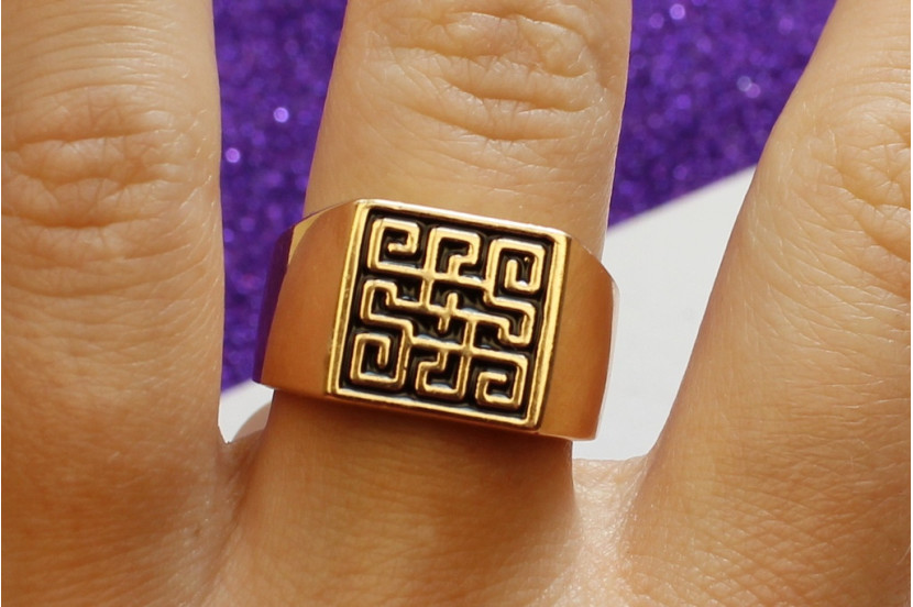 Печатка Xuping Jewelry квадратна лабіринт р 23 золотиста