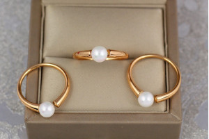 Кільце Xuping Jewelry з перлиною 5 мм р 18 золотисте