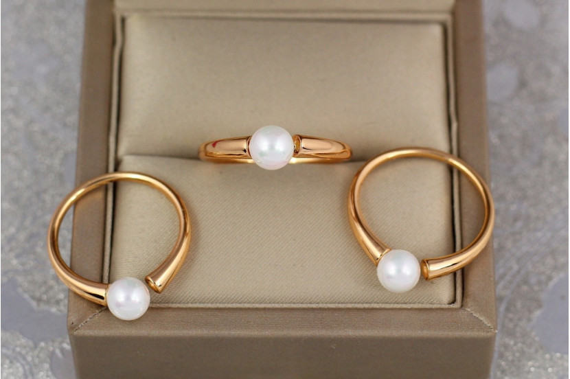 Кільце Xuping Jewelry з перлиною 5 мм р 18 золотисте
