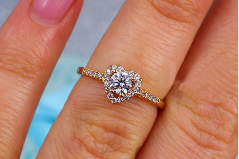 Кільце Xuping Jewelry сердечко з білим каменем дитяче р 14 золотисте